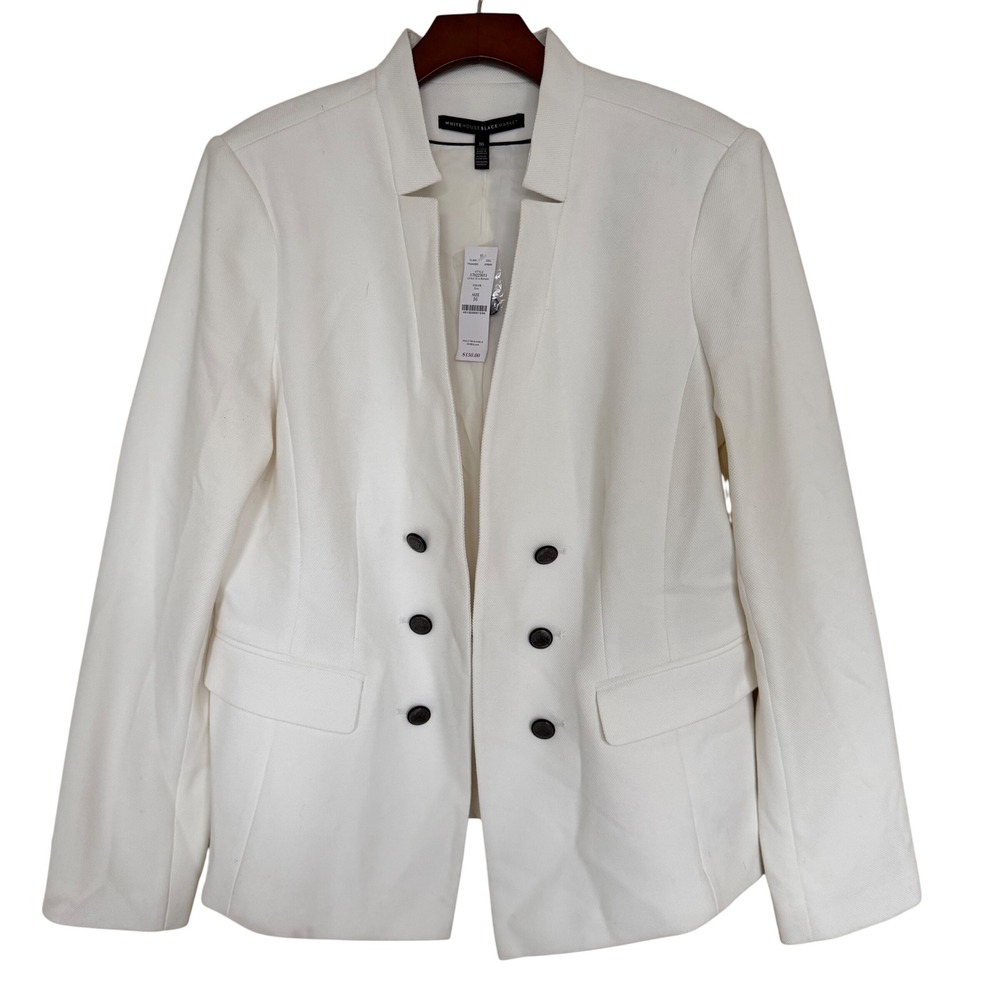 White House Black Market White Textured Blazer 16 Hook & Eye Closure Office NWT